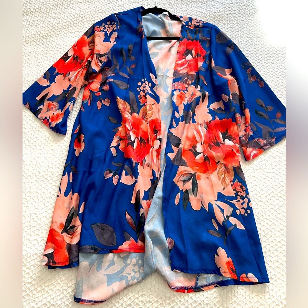 Blue kimono cover up